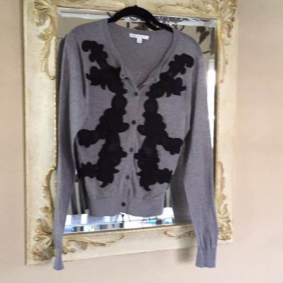 Cardigan Cabi Rayé Gris - Taille 12, 1 Bouton, Manches Longues